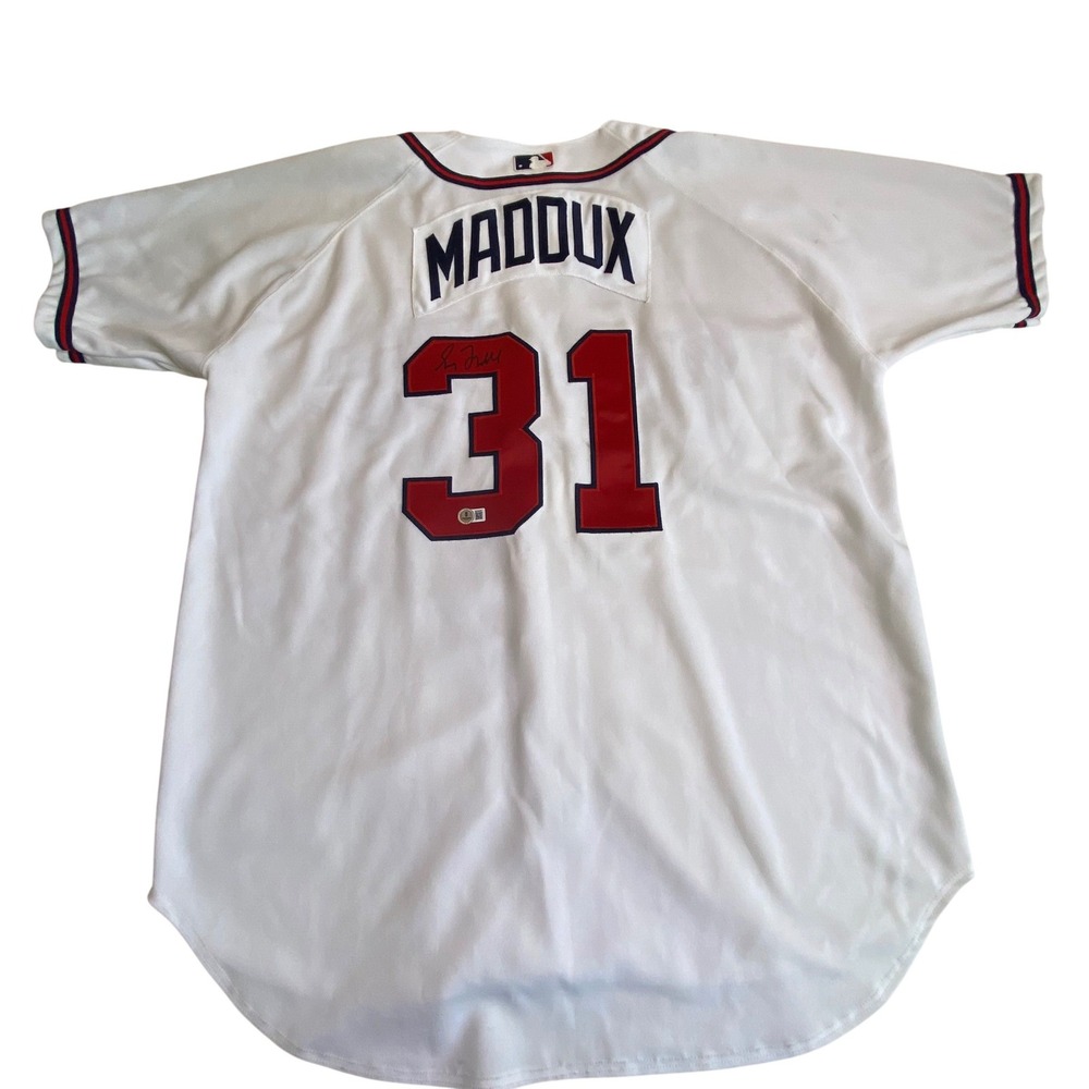 Greg Maddux Signed Jersey Atlanta Braves HOF 2014 MLB Autographed Beckett Sz 48